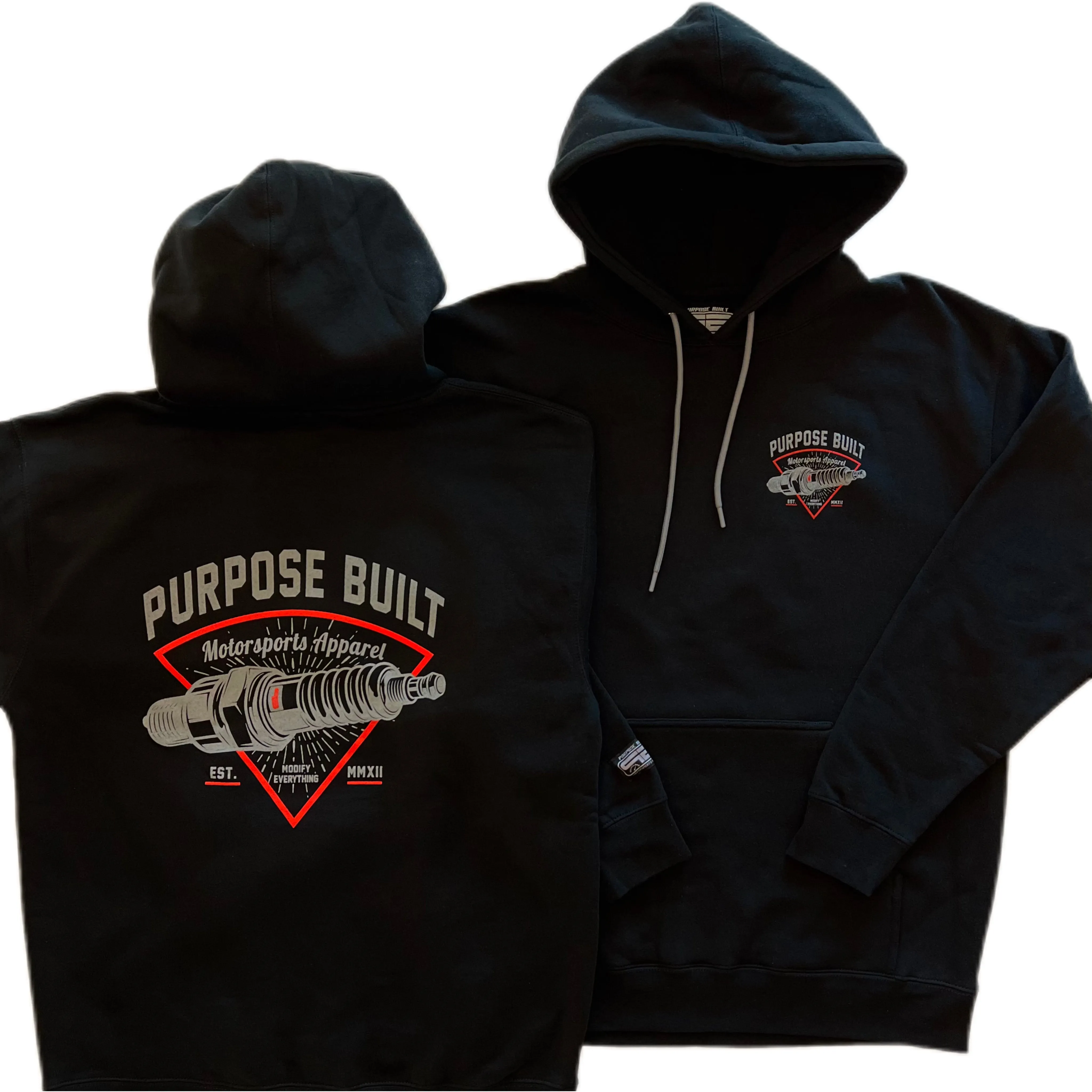 PURPOSE BUILT "PLUG" MEN'S HOODIE PULLOVER BLACK / RED / GREY