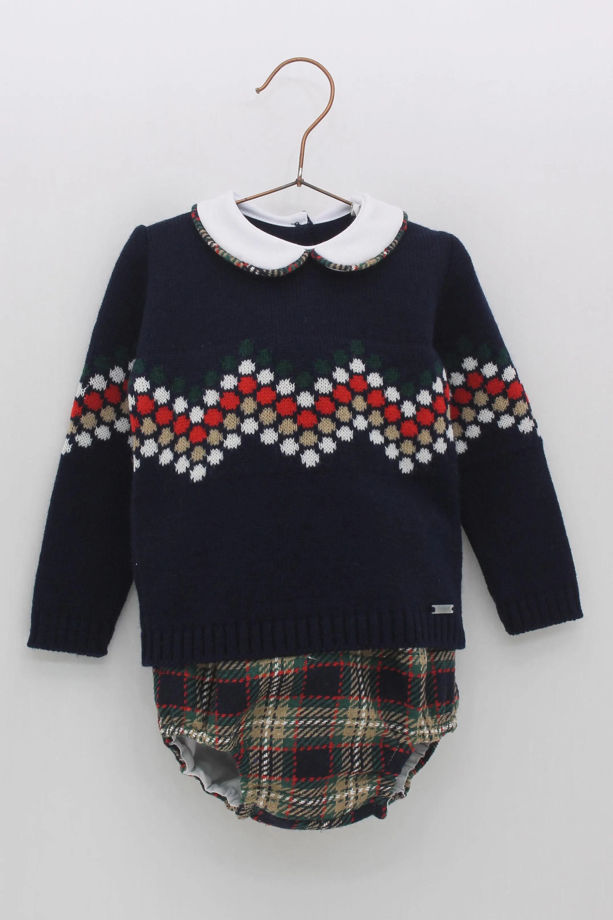 "Albert" Navy Knit Top & Tartan Jam Pants