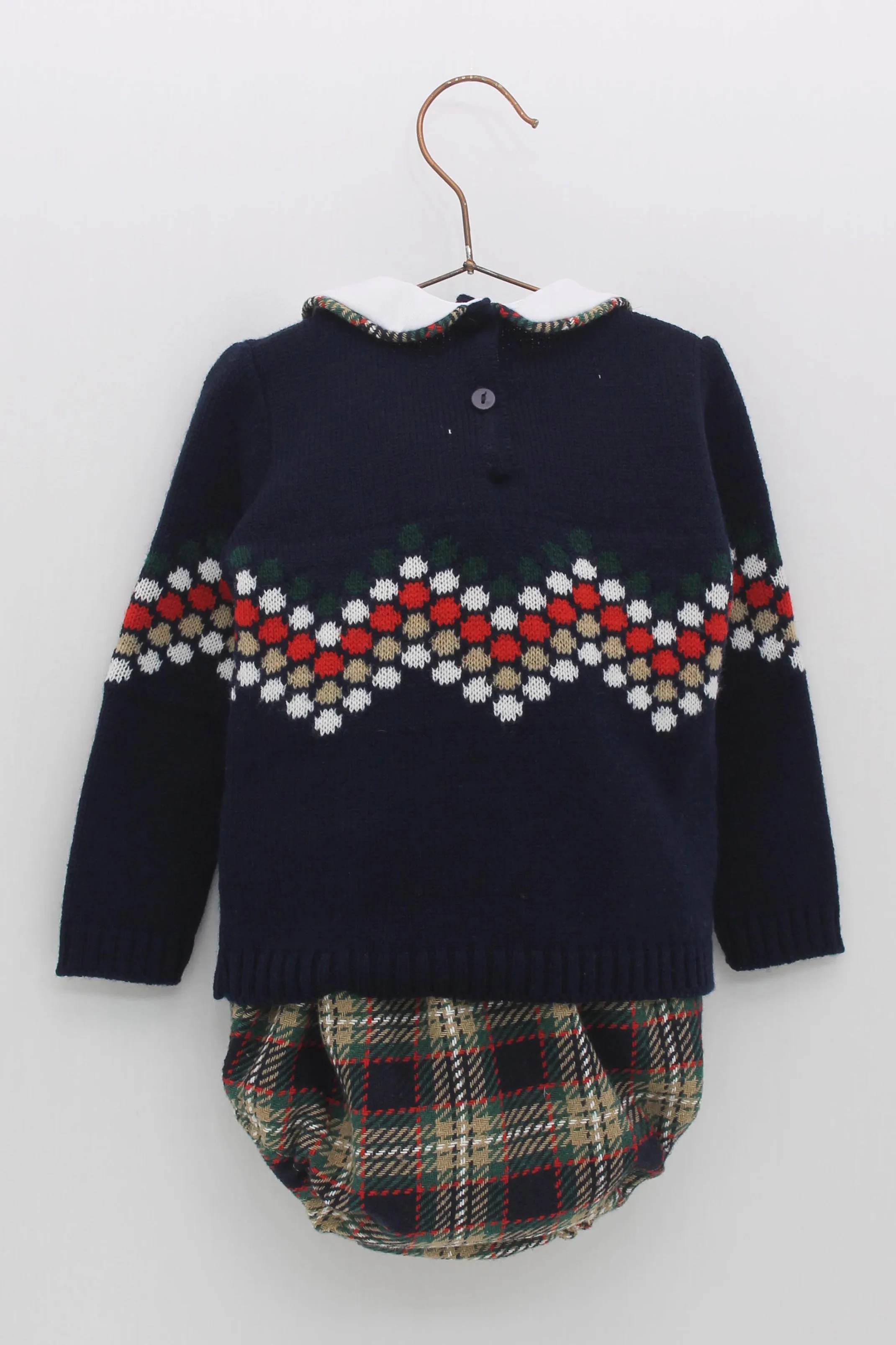 "Albert" Navy Knit Top & Tartan Jam Pants