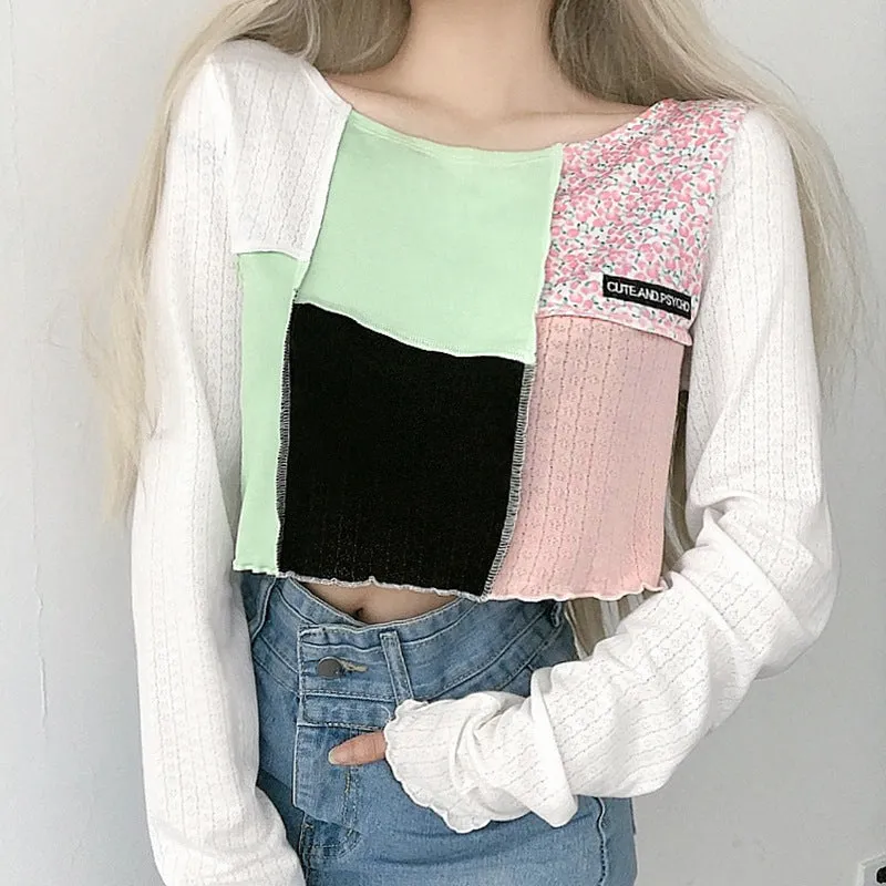 "FABRIC STITCHING" CROP TOP N092603