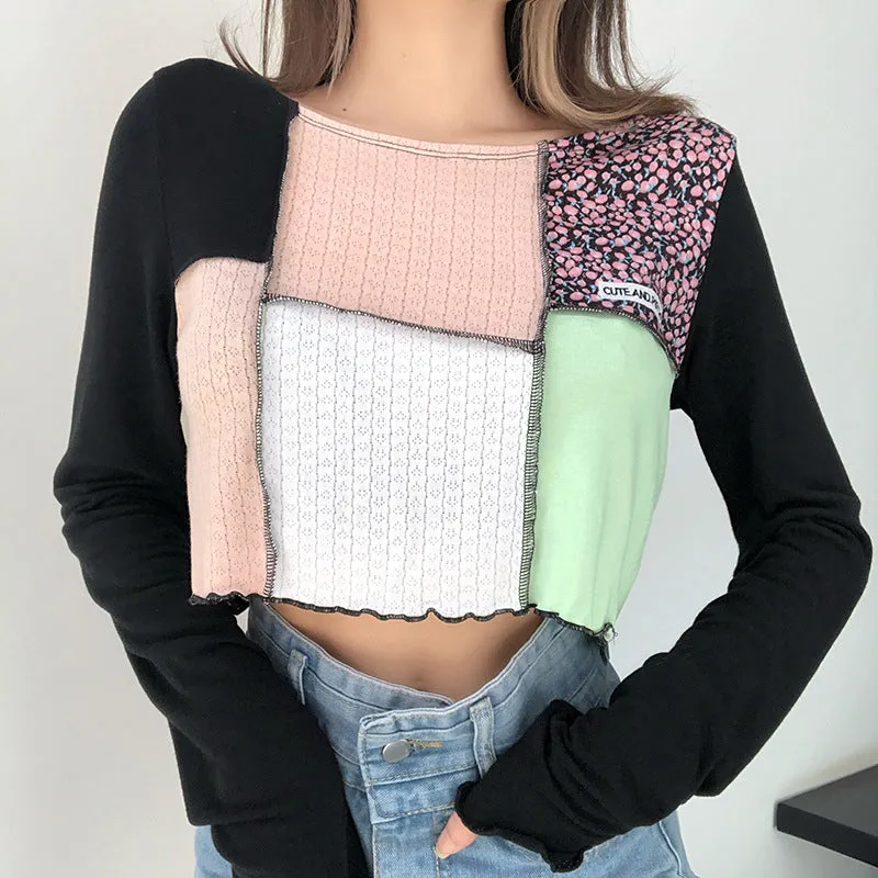 "FABRIC STITCHING" CROP TOP N092603
