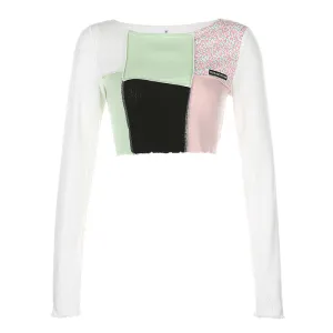 "FABRIC STITCHING" CROP TOP N092603