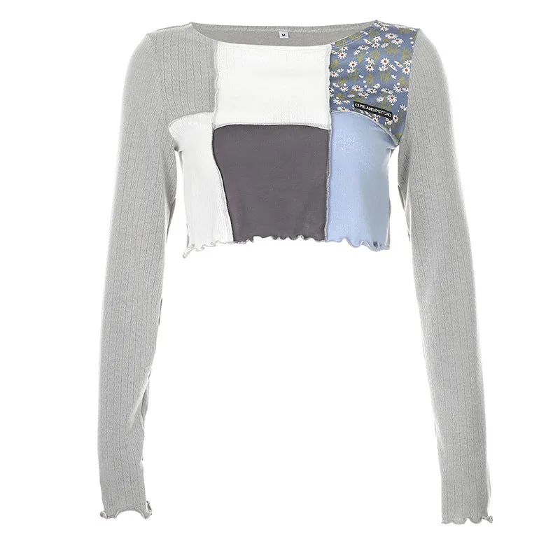 "FABRIC STITCHING" CROP TOP N092603