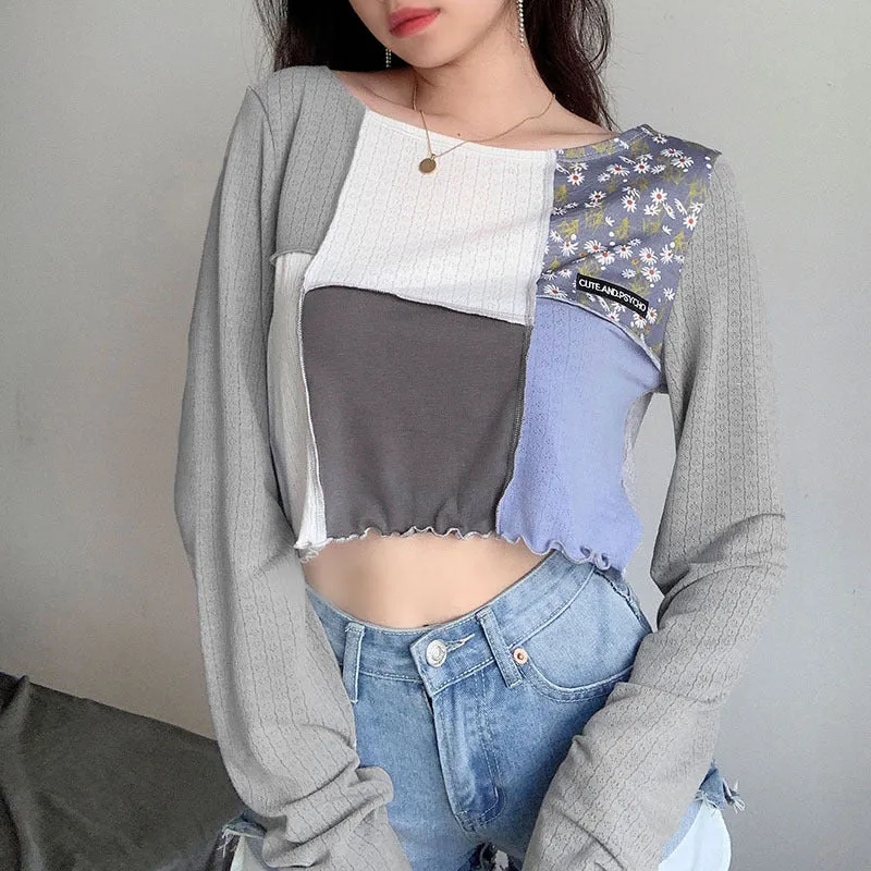 "FABRIC STITCHING" CROP TOP N092603