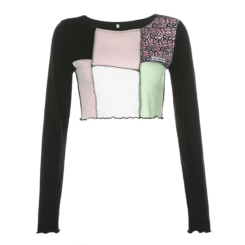 "FABRIC STITCHING" CROP TOP N092603