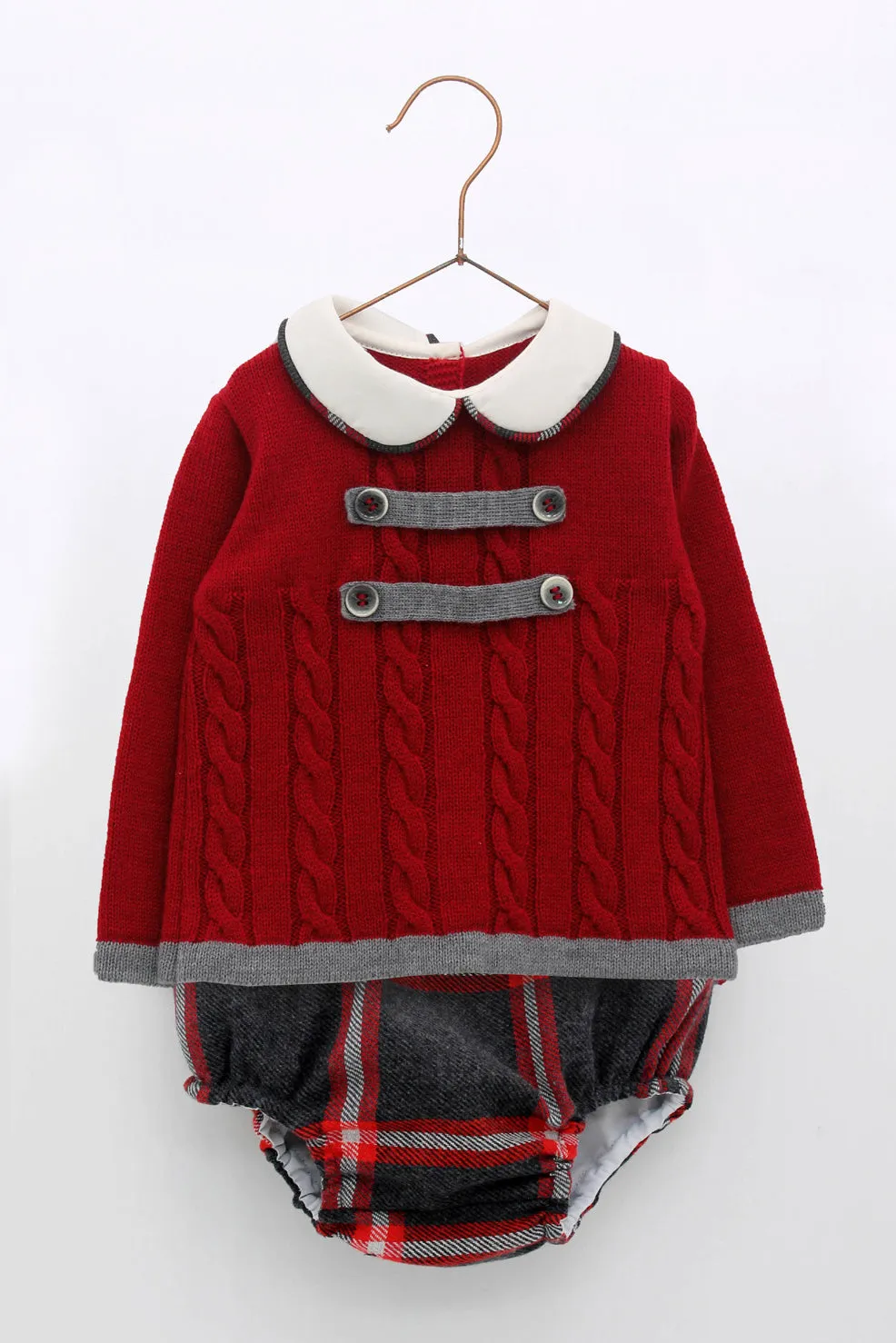 "Jasper" Red Knit Top & Tartan Jam Pants