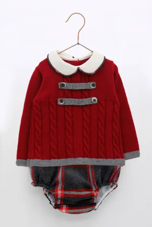 "Jasper" Red Knit Top & Tartan Jam Pants