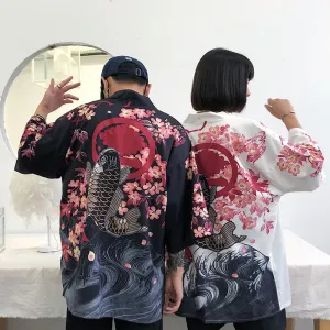 "JFASHION PRINTED CARP" SUNSCREEN KIMONO D051410