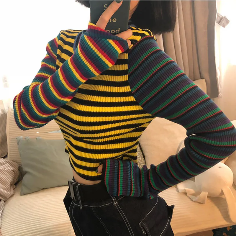 "MIXED COLORS STRIPED KNIT" BASE SHIRT N072001