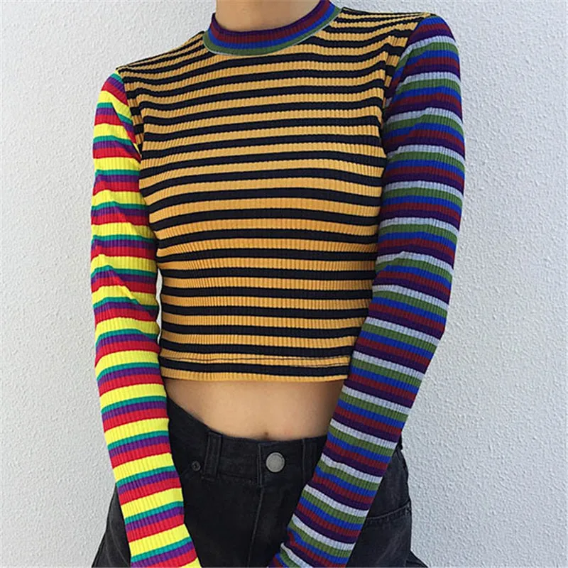 "MIXED COLORS STRIPED KNIT" BASE SHIRT N072001