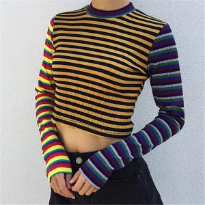 "MIXED COLORS STRIPED KNIT" BASE SHIRT N072001