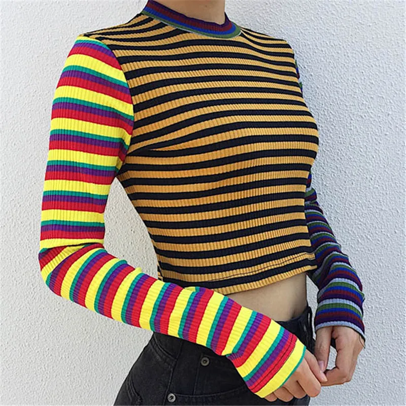 "MIXED COLORS STRIPED KNIT" BASE SHIRT N072001