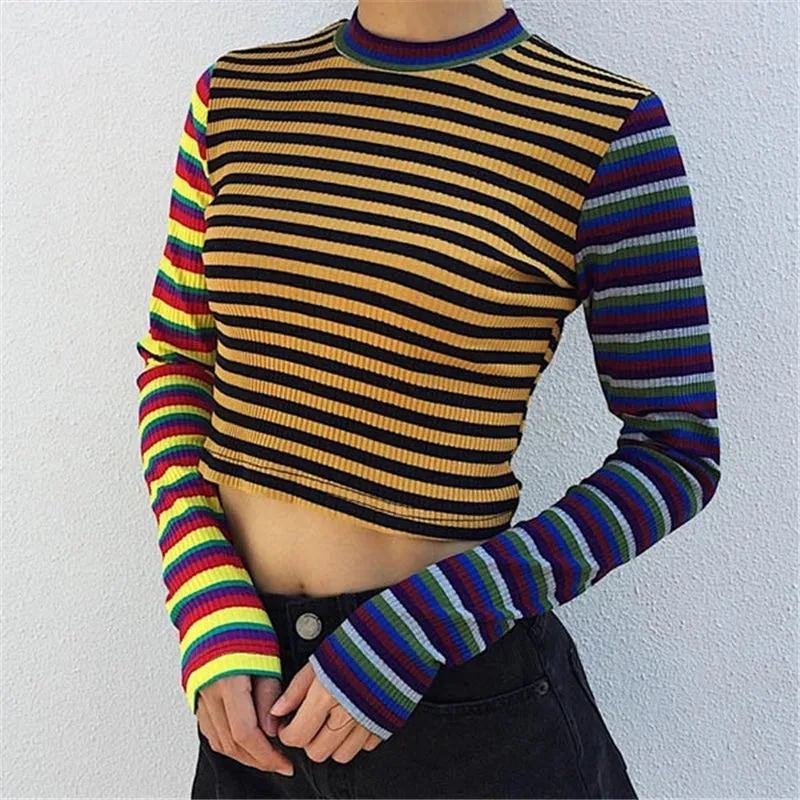 "MIXED COLORS STRIPED KNIT" BASE SHIRT N072001