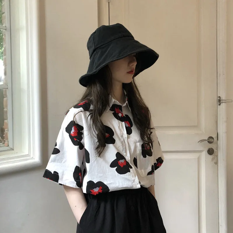 "RETRO PRINTED SHORT-SLEEVED" SHIRT H032903