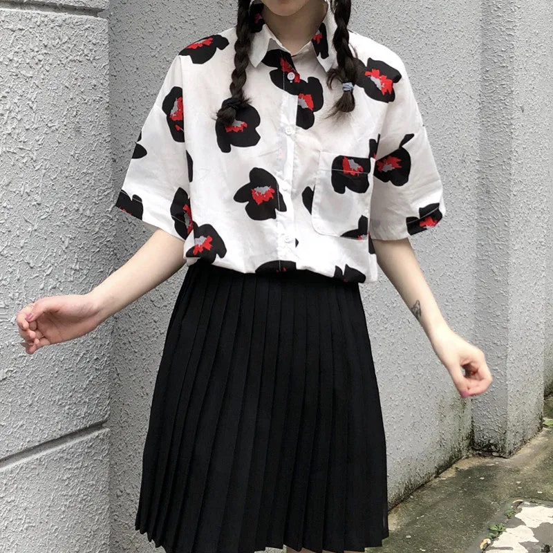 "RETRO PRINTED SHORT-SLEEVED" SHIRT H032903