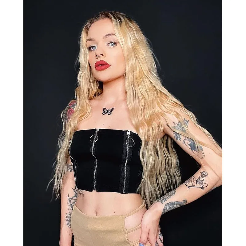 "ZIPPERED CHAIN SEXY" TUBE TOP Y021407