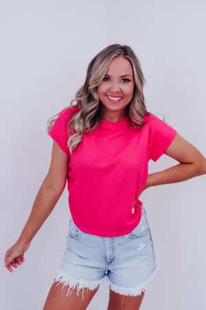 Rally Ruched Side Crop Top - Pink