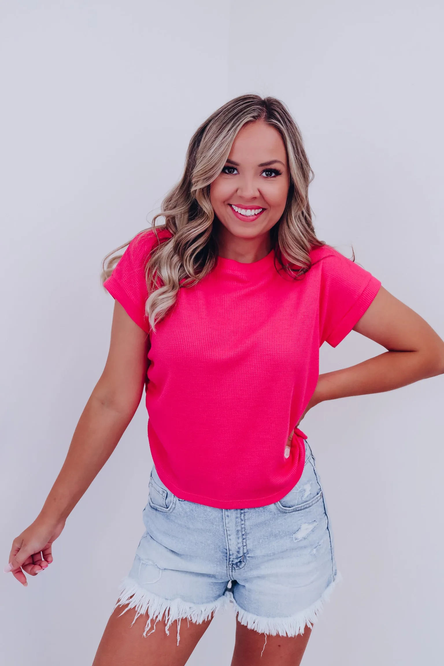 Rally Ruched Side Crop Top - Pink