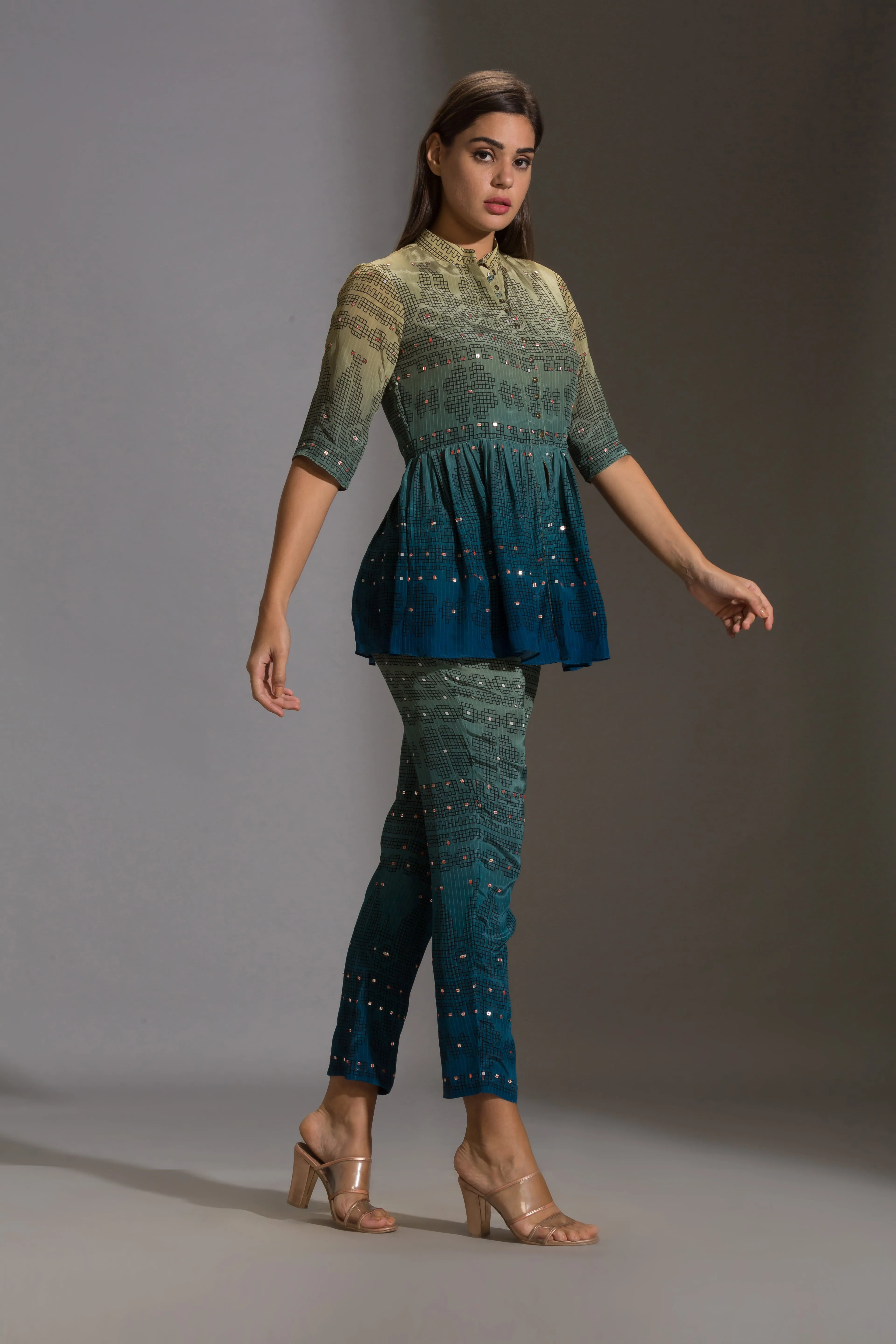 Rangrez Ombre Peplum Co-Ord Set