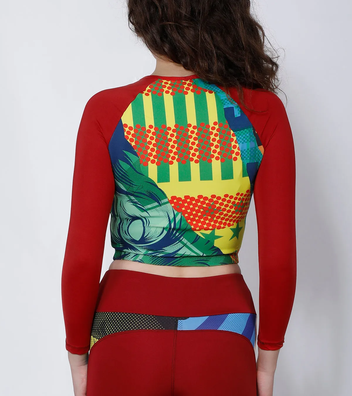 Red Abstract Crop Zipper