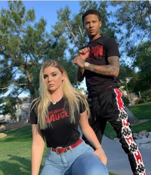 Red Glitter Drippin Sauce | Black Crop Top Tee