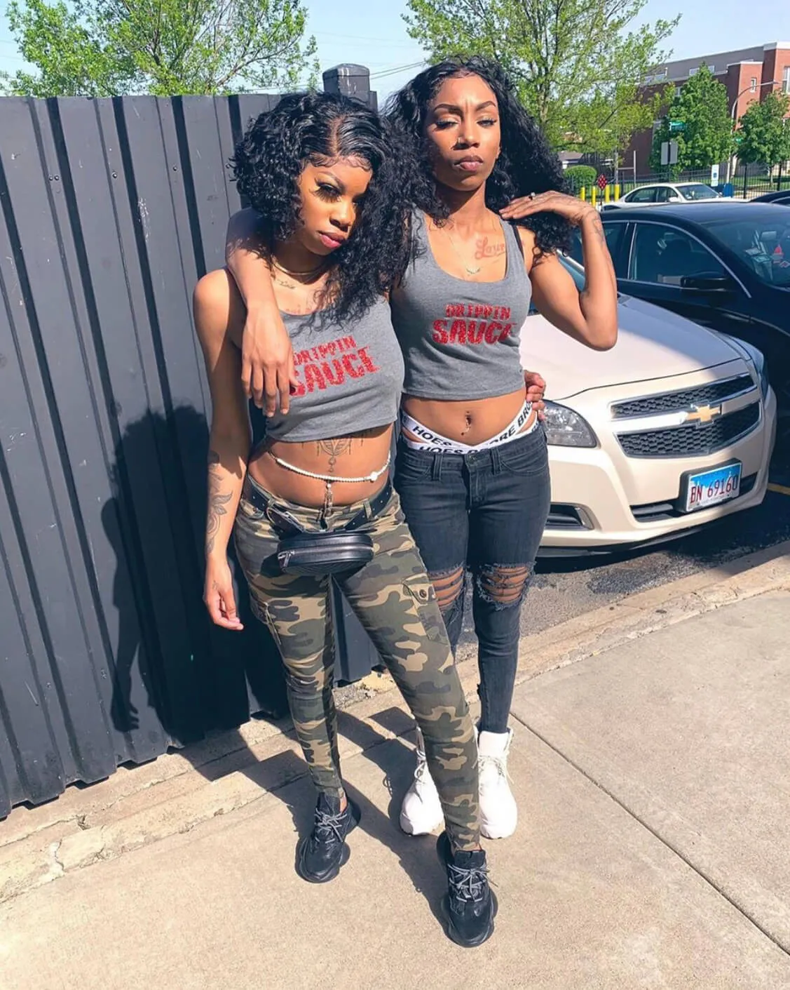 Red Glitter Drippin Sauce | Gray Crop Top Tank