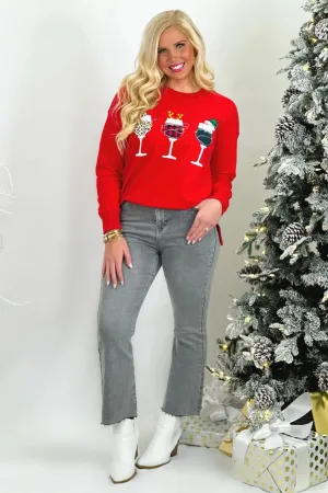 Red Holiday Party Long Sleeve Sweatshirt *Final Sale*