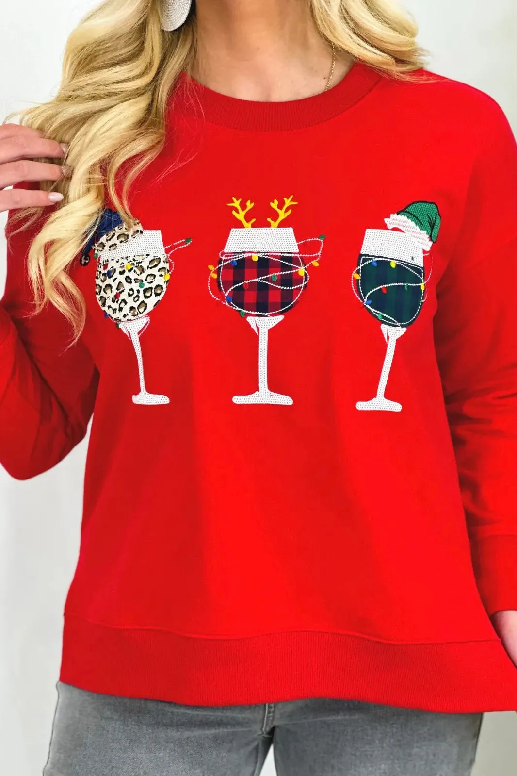 Red Holiday Party Long Sleeve Sweatshirt *Final Sale*