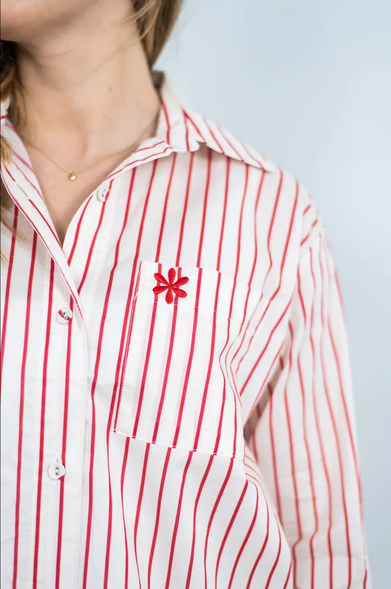 Red Stripe Oversized Shirt