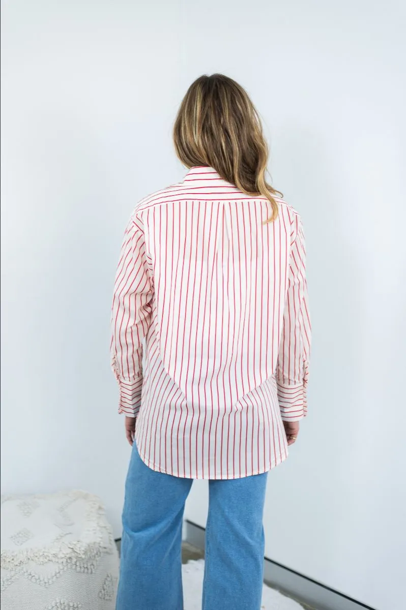 Red Stripe Oversized Shirt