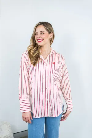 Red Stripe Oversized Shirt