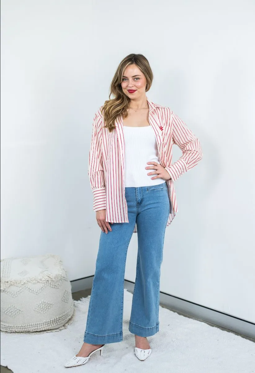 Red Stripe Oversized Shirt