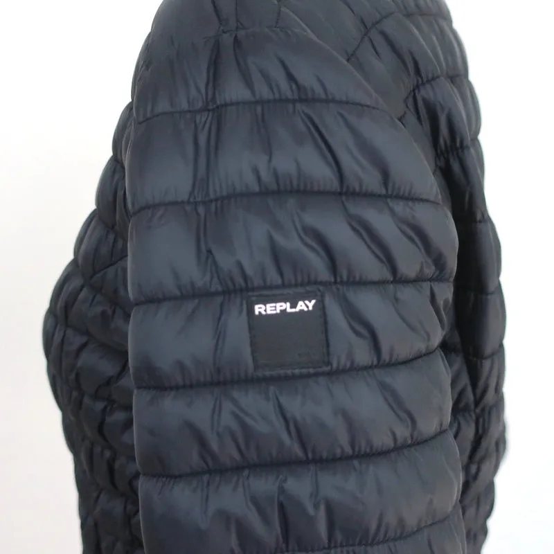 Replay Quilted Puffer Jacket Black Size Small