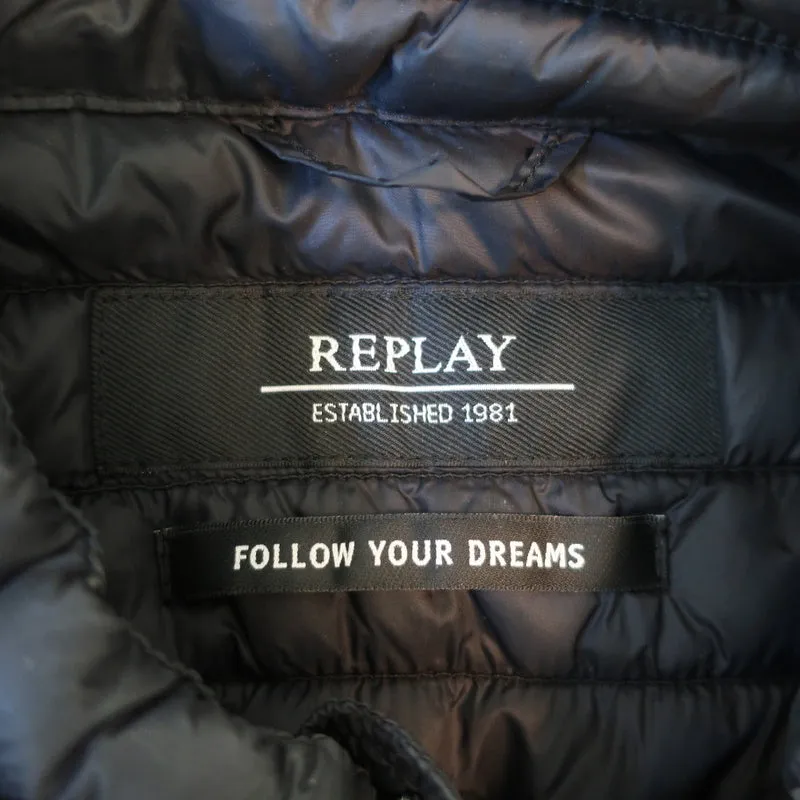 Replay Quilted Puffer Jacket Black Size Small