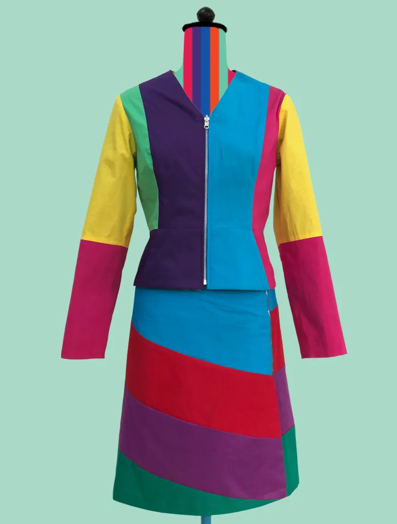 Reversible Color-Block Polka Dot Zip Jacket
