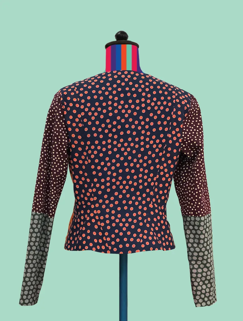 Reversible Color-Block Polka Dot Zip Jacket
