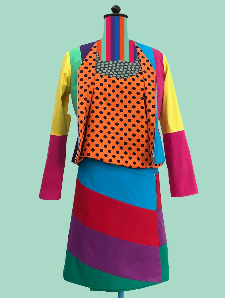Reversible Color-Block Polka Dot Zip Jacket