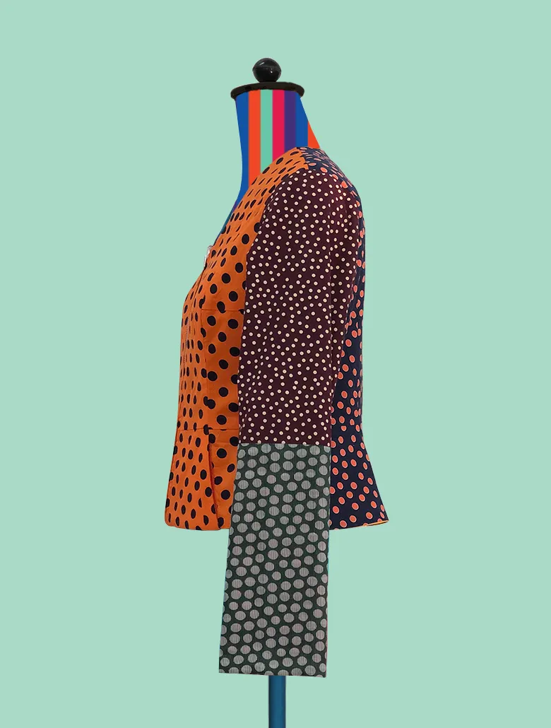 Reversible Color-Block Polka Dot Zip Jacket