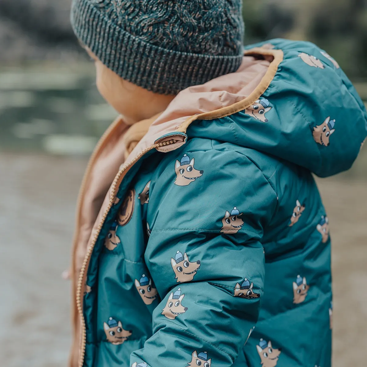 Reversible Eco Puffer Tan Wolf