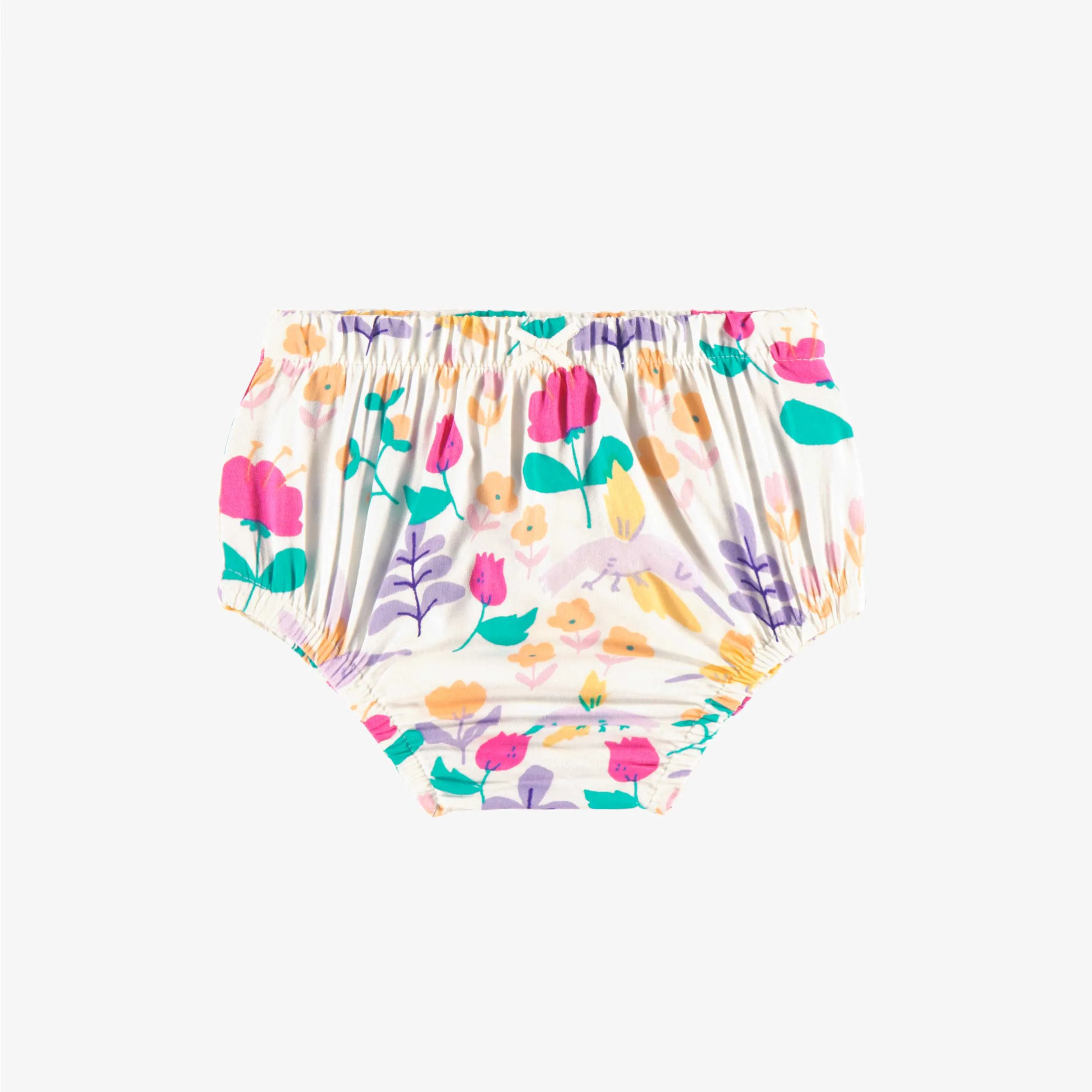 Robe et bloomer blancs à motifs, naissance||White dress and bloomer with all over print, newborn