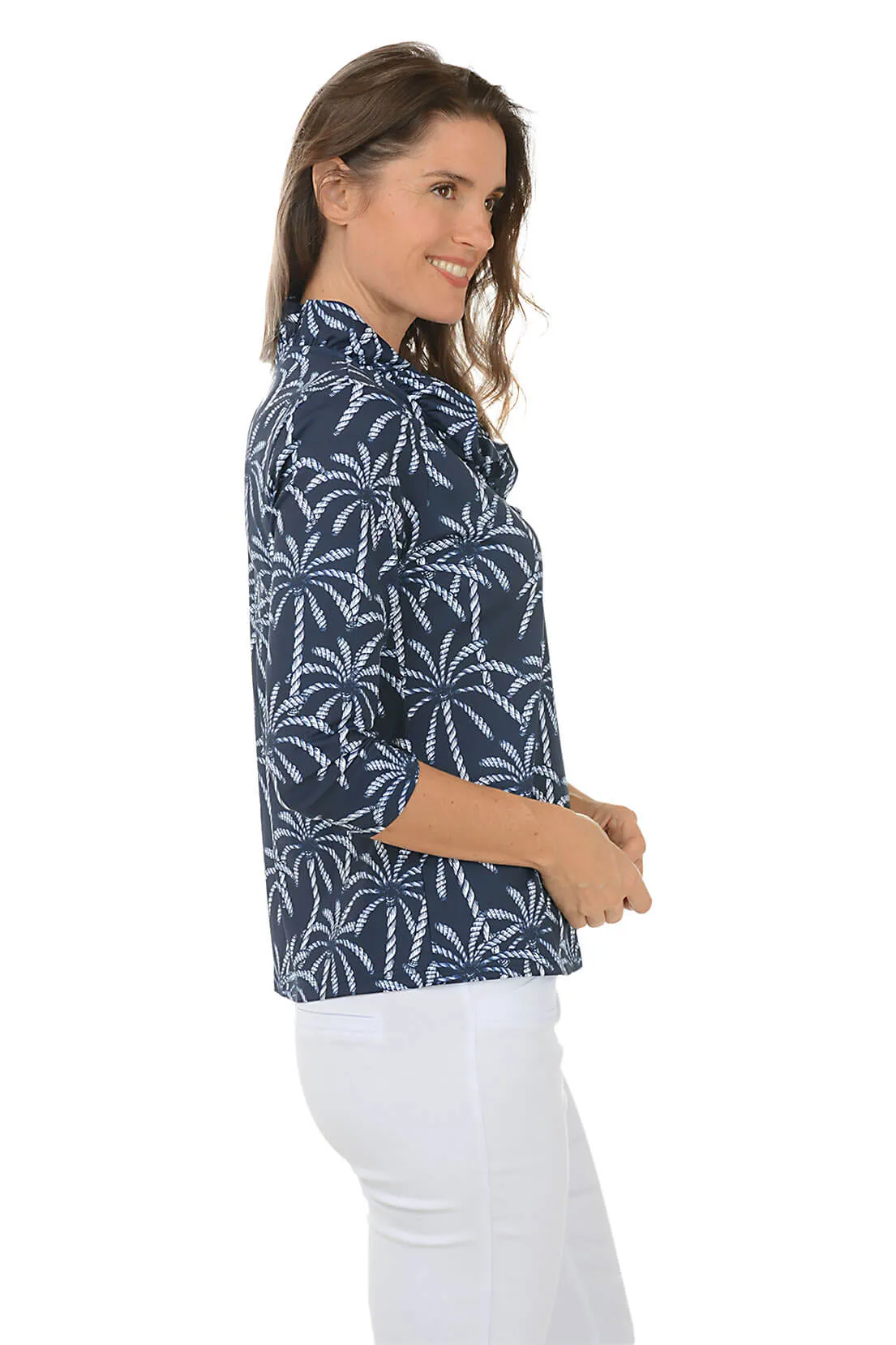 Rope Palms Ruffle Neck UPF50  Top