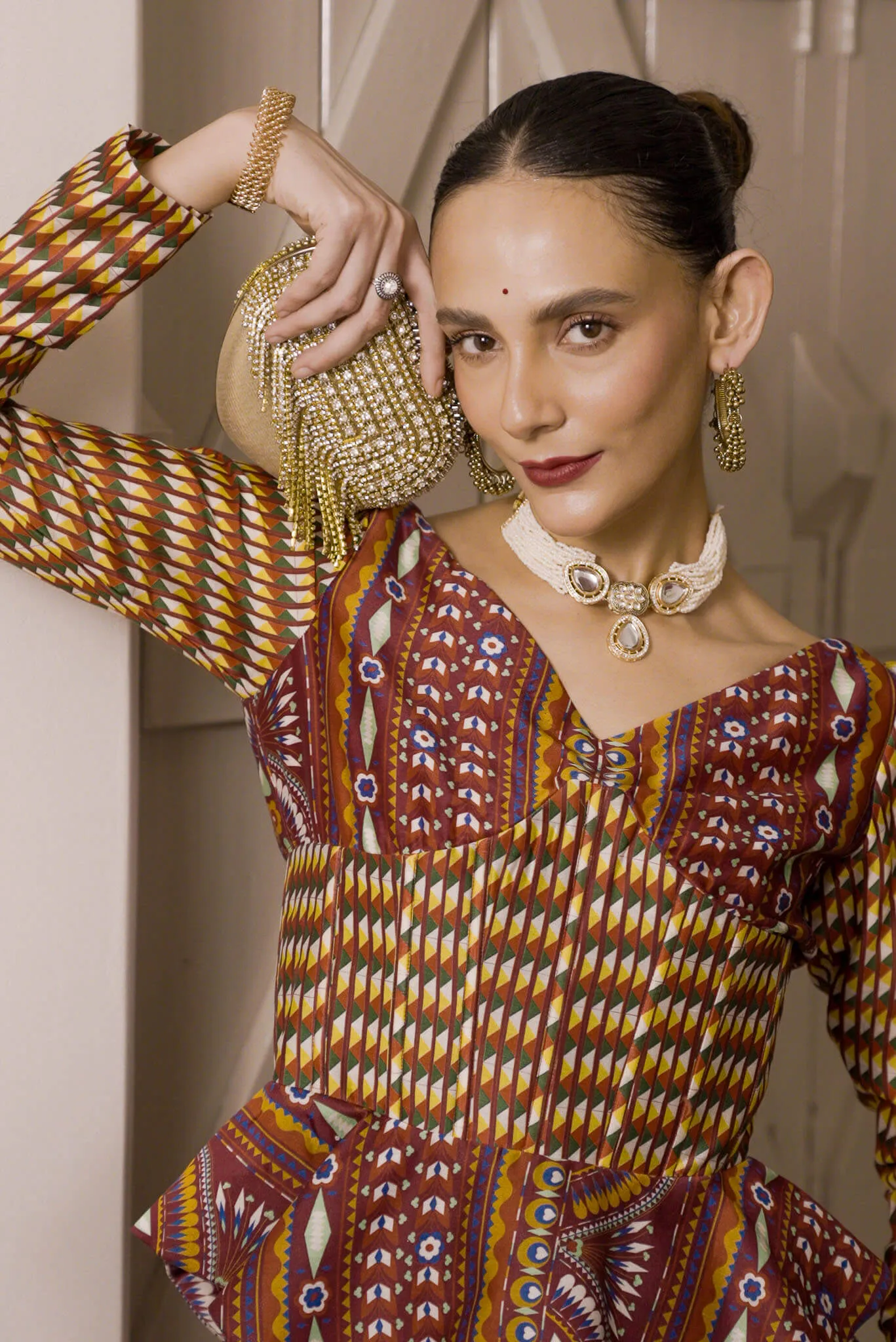 Roshan maroon printed palazzo set