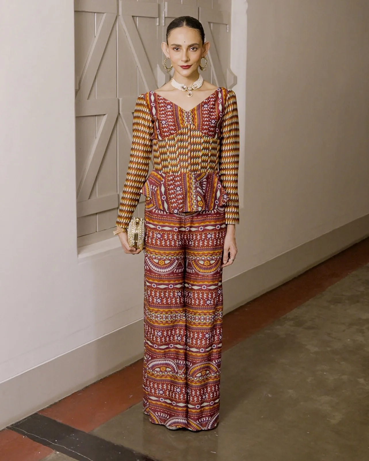 Roshan maroon printed palazzo set