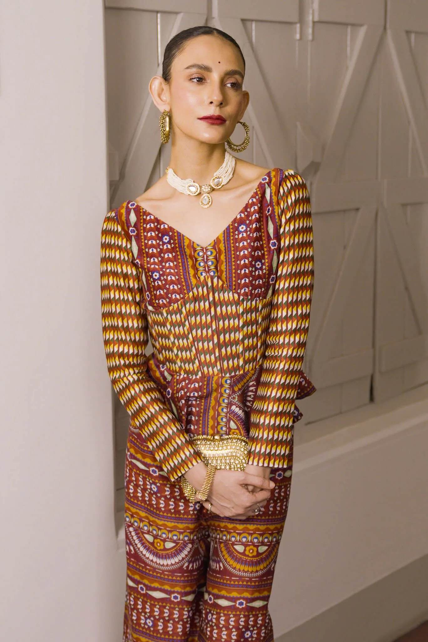 Roshan maroon printed palazzo set