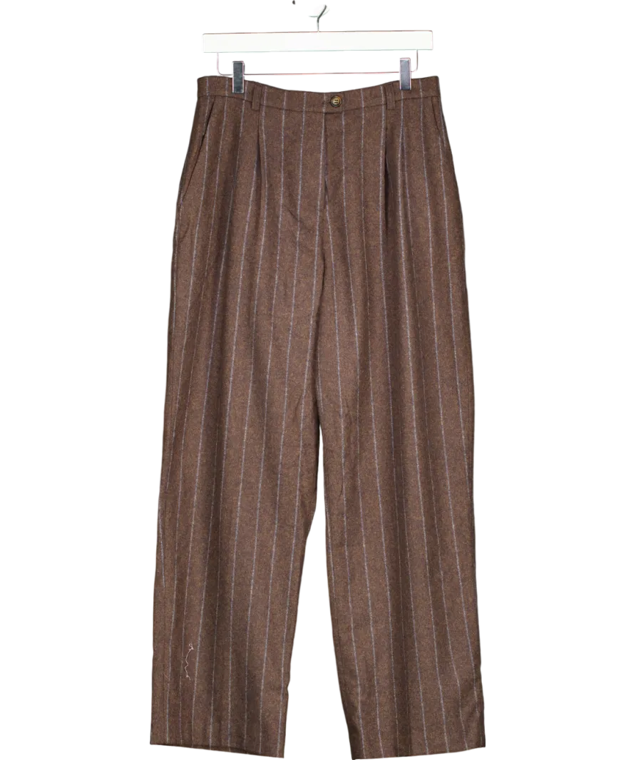 Rouje Brown Classic Straight Pants In Wool And Lace UK 14