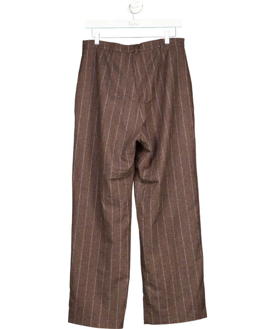 Rouje Brown Classic Straight Pants In Wool And Lace UK 14