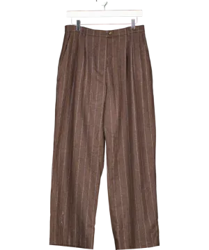 Rouje Brown Classic Straight Pants In Wool And Lace UK 14