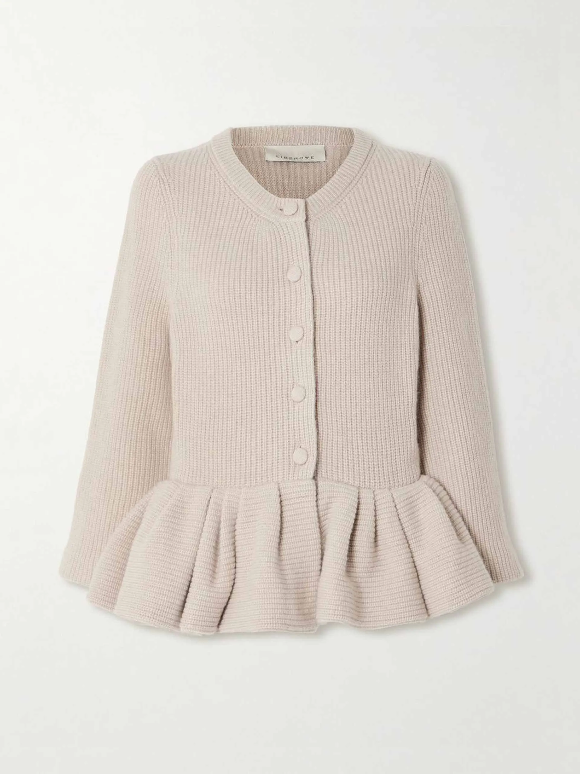Ruffled cashmere peplum cardigan