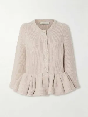 Ruffled cashmere peplum cardigan