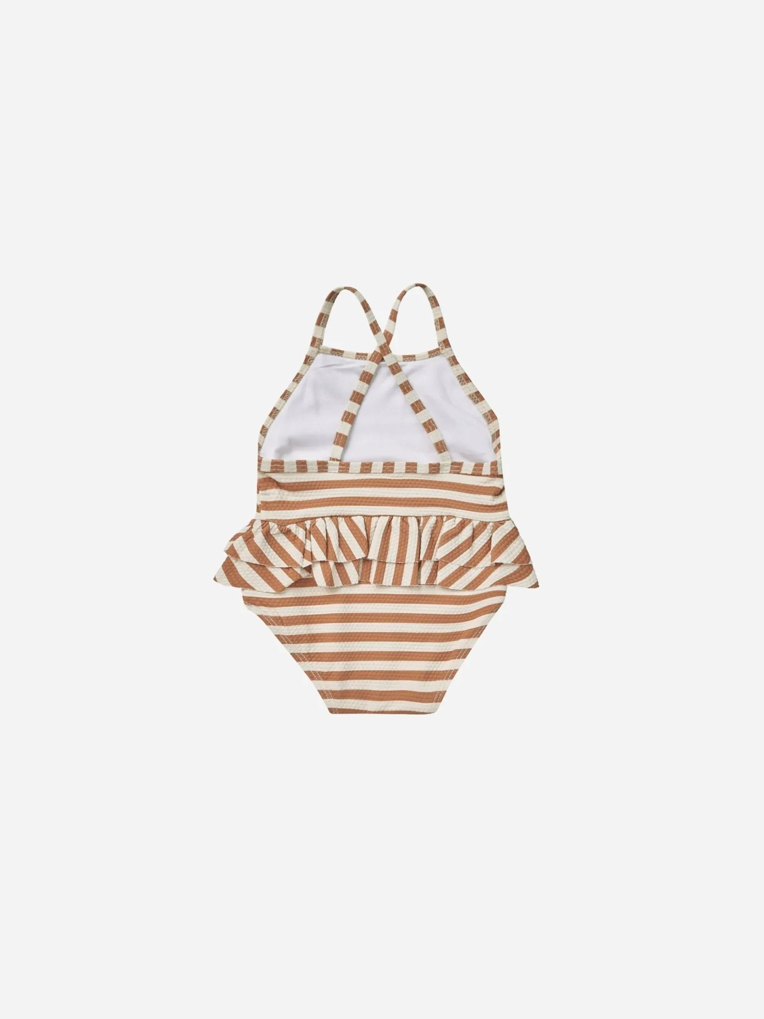 Ruffled One-Piece Swimsuit || Clay Stripe